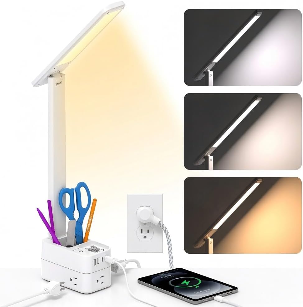 LED Desk Lamp with 4 Modes for Home Office College Dorm Essentials