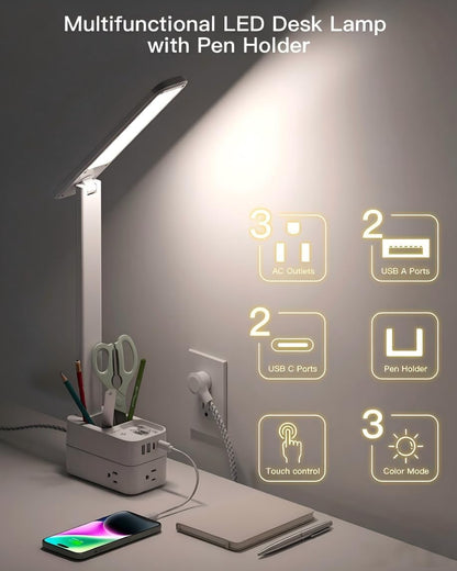 LED Desk Lamp with 4 Modes for Home Office College Dorm Essentials