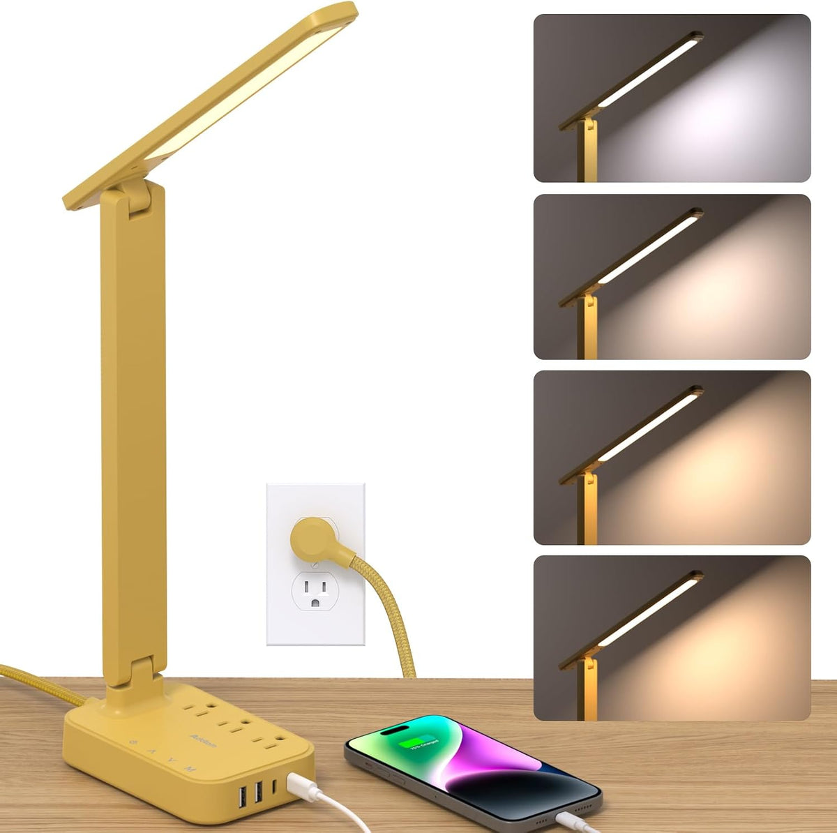 LED Desk Lamp with 4 Modes for Home Office College Dorm Essentials