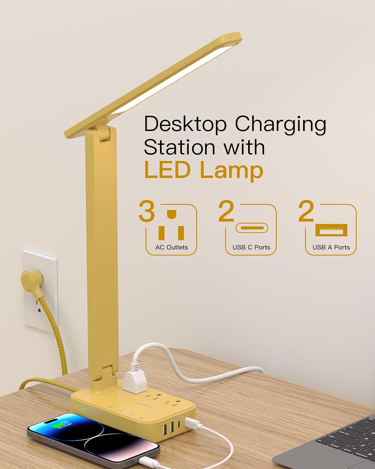 LED Desk Lamp with 4 Modes for Home Office College Dorm Essentials