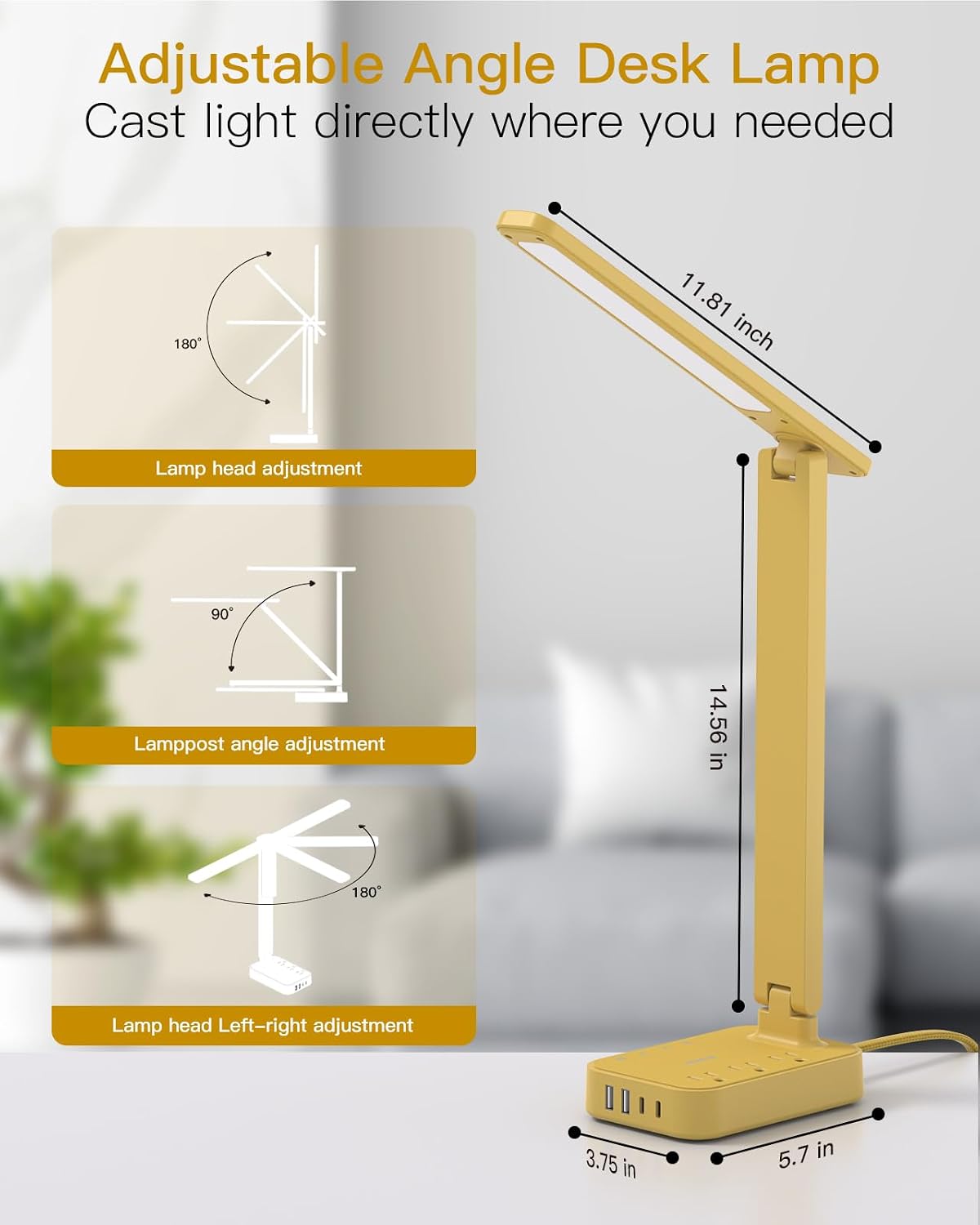 LED Desk Lamp with 4 Modes for Home Office College Dorm Essentials