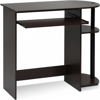 Furinno Simplistic Easy Assembly Computer Desk, With Keyboard Tray, Dark Brown/Black