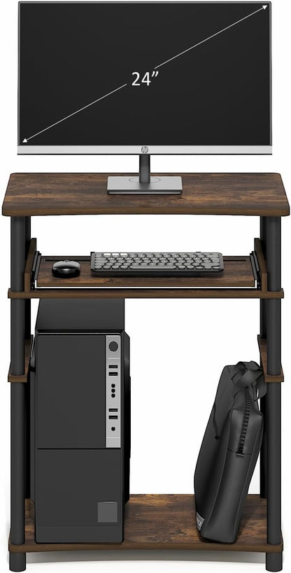 Furinno Simplistic Easy Assembly Computer Desk, With Keyboard Tray, Dark Brown/Black