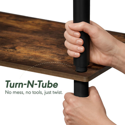 Furinno Simplistic Easy Assembly Computer Desk, With Keyboard Tray, Dark Brown/Black