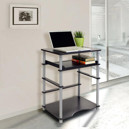 Furinno Simplistic Easy Assembly Computer Desk, With Keyboard Tray, Dark Brown/Black