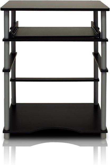 Furinno Simplistic Easy Assembly Computer Desk, With Keyboard Tray, Dark Brown/Black