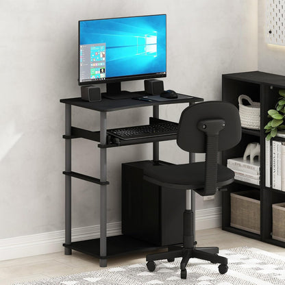 Furinno Simplistic Easy Assembly Computer Desk, With Keyboard Tray, Dark Brown/Black
