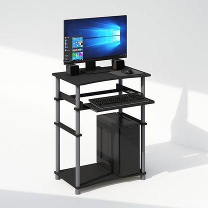 Furinno Simplistic Easy Assembly Computer Desk, With Keyboard Tray, Dark Brown/Black