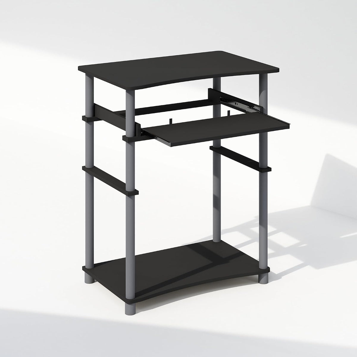 Furinno Simplistic Easy Assembly Computer Desk, With Keyboard Tray, Dark Brown/Black