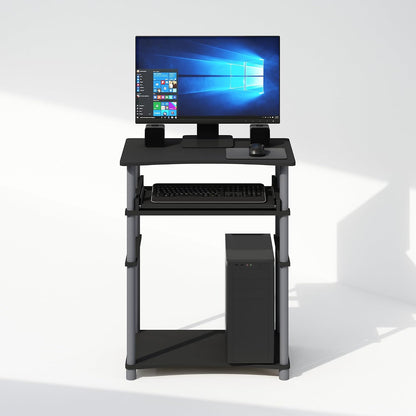 Furinno Simplistic Easy Assembly Computer Desk, With Keyboard Tray, Dark Brown/Black