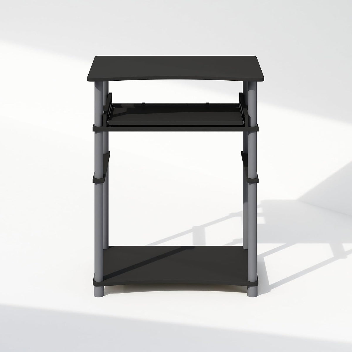 Furinno Simplistic Easy Assembly Computer Desk, With Keyboard Tray, Dark Brown/Black