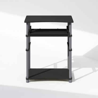 Furinno Simplistic Easy Assembly Computer Desk, With Keyboard Tray, Dark Brown/Black