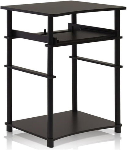 Furinno Simplistic Easy Assembly Computer Desk, With Keyboard Tray, Dark Brown/Black