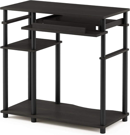 Furinno Simplistic Easy Assembly Computer Desk, With Keyboard Tray, Dark Brown/Black