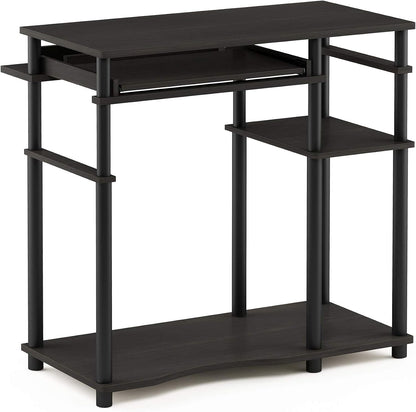 Furinno Simplistic Easy Assembly Computer Desk, With Keyboard Tray, Dark Brown/Black
