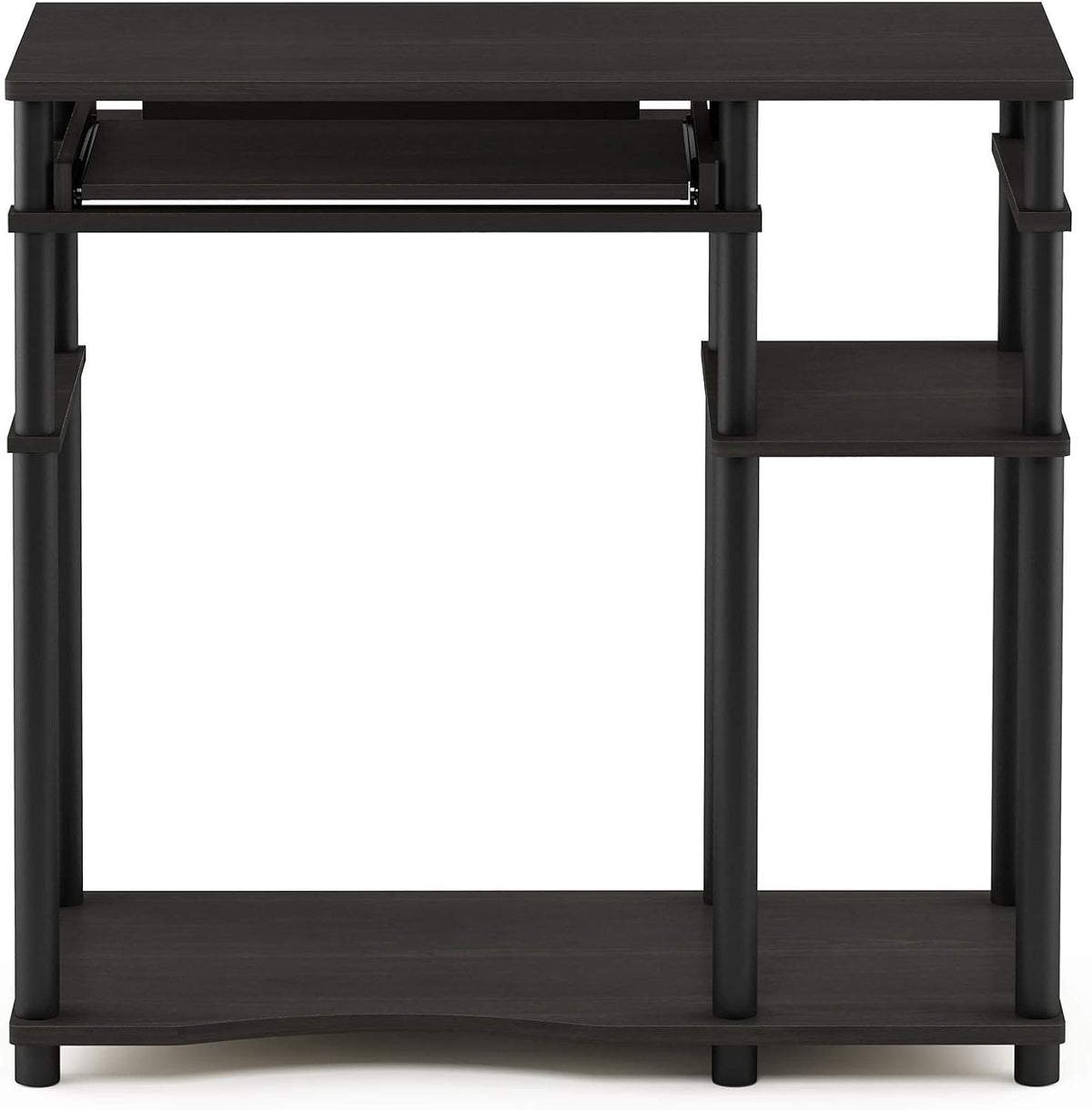 Furinno Simplistic Easy Assembly Computer Desk, With Keyboard Tray, Dark Brown/Black