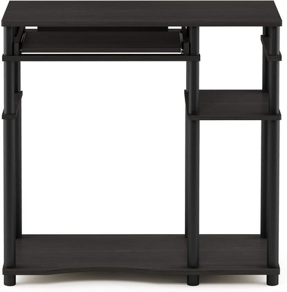 Furinno Simplistic Easy Assembly Computer Desk, With Keyboard Tray, Dark Brown/Black