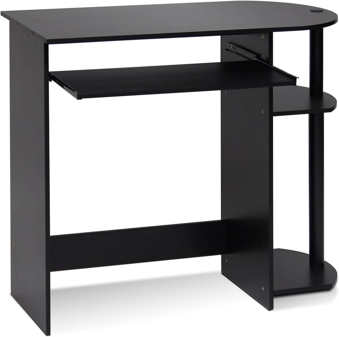 Furinno Simplistic Easy Assembly Computer Desk, With Keyboard Tray, Dark Brown/Black