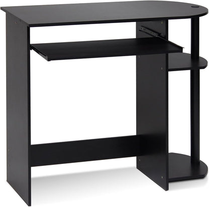 Furinno Simplistic Easy Assembly Computer Desk, With Keyboard Tray, Dark Brown/Black