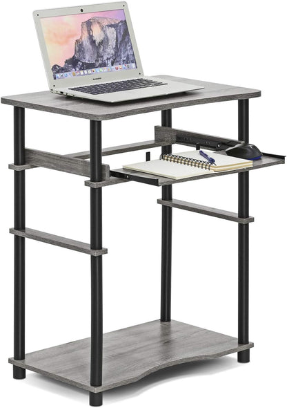 Furinno Simplistic Easy Assembly Computer Desk, With Keyboard Tray, Dark Brown/Black