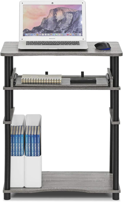 Furinno Simplistic Easy Assembly Computer Desk, With Keyboard Tray, Dark Brown/Black