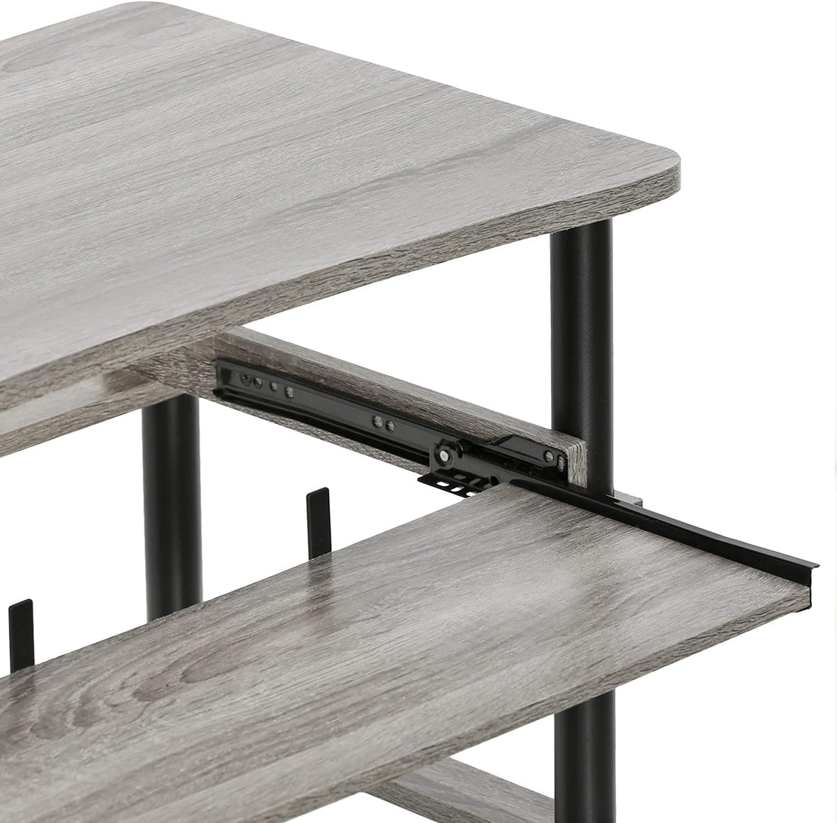 Furinno Simplistic Easy Assembly Computer Desk, With Keyboard Tray, Dark Brown/Black