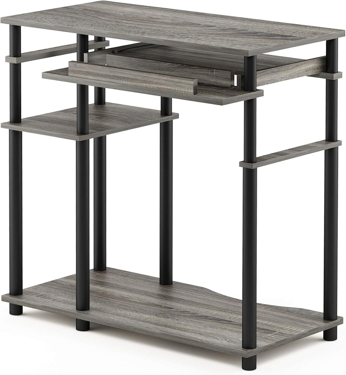 Furinno Simplistic Easy Assembly Computer Desk, With Keyboard Tray, Dark Brown/Black