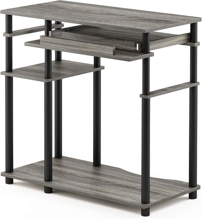 Furinno Simplistic Easy Assembly Computer Desk, With Keyboard Tray, Dark Brown/Black