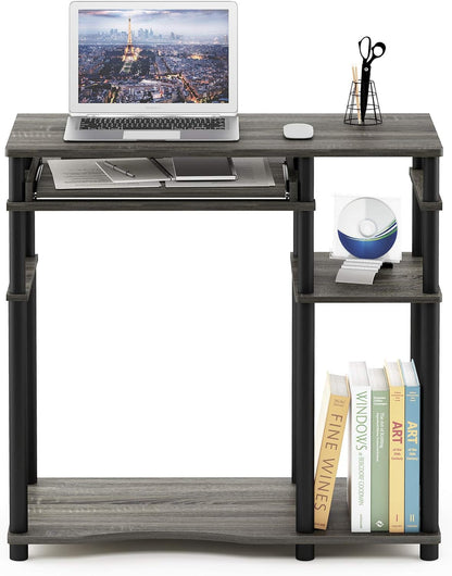 Furinno Simplistic Easy Assembly Computer Desk, With Keyboard Tray, Dark Brown/Black