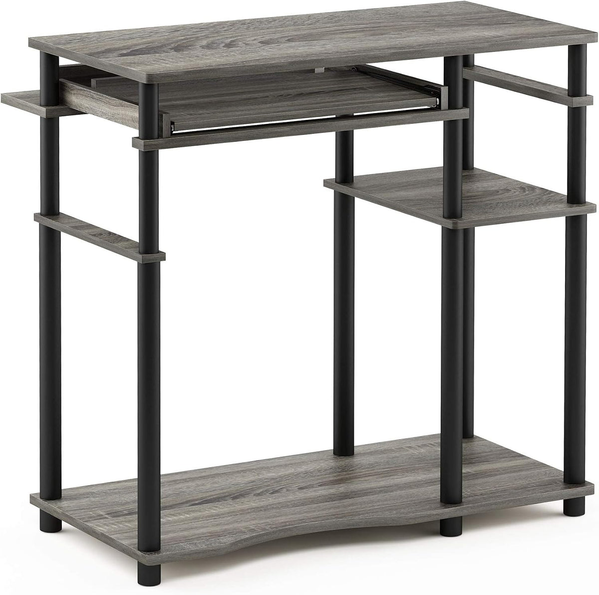 Furinno Simplistic Easy Assembly Computer Desk, With Keyboard Tray, Dark Brown/Black