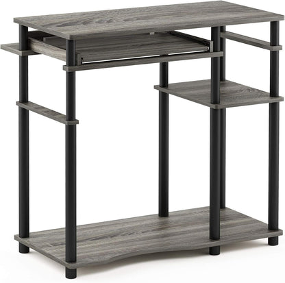 Furinno Simplistic Easy Assembly Computer Desk, With Keyboard Tray, Dark Brown/Black