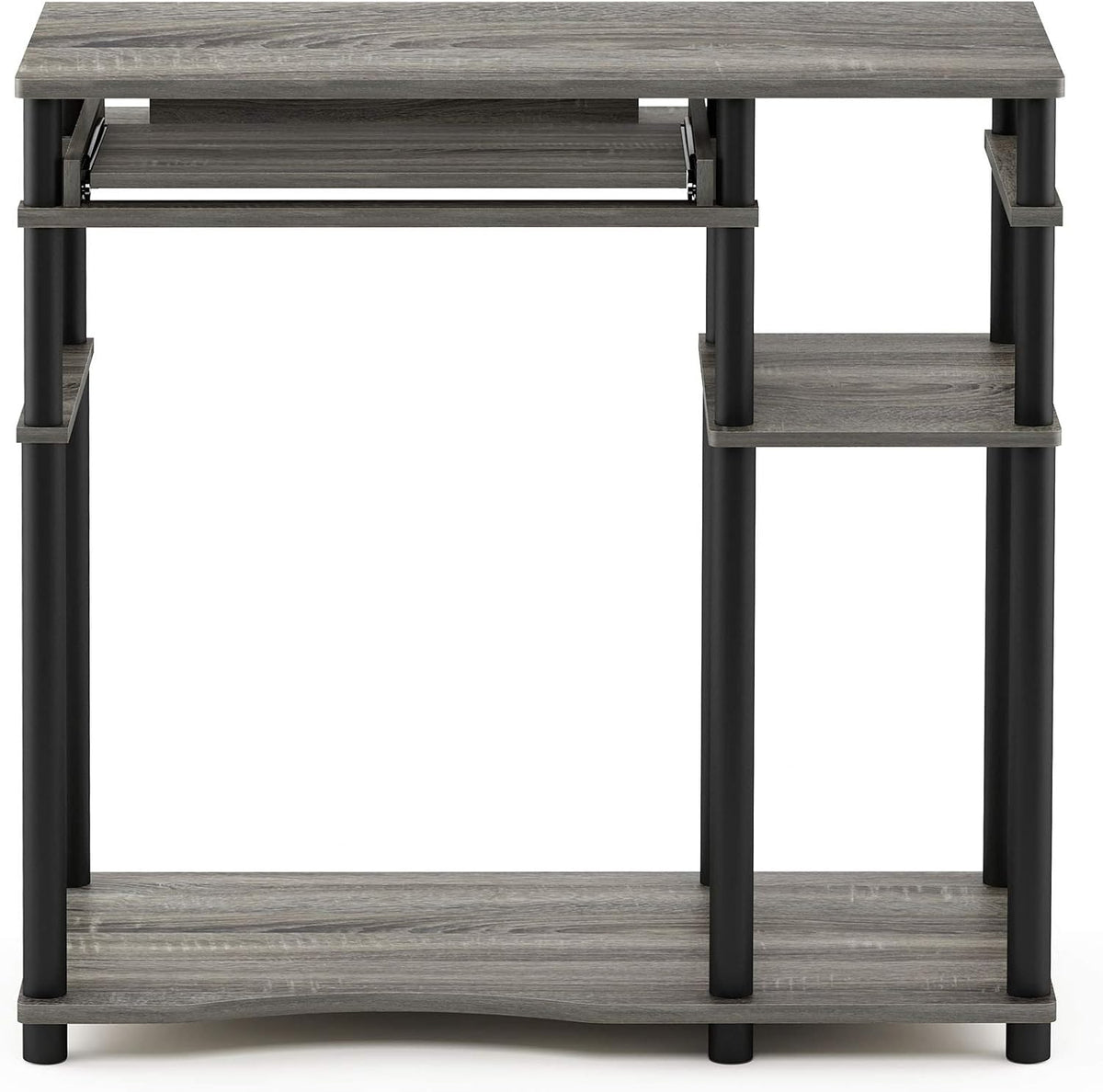 Furinno Simplistic Easy Assembly Computer Desk, With Keyboard Tray, Dark Brown/Black