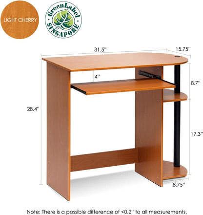 Furinno Simplistic Easy Assembly Computer Desk, With Keyboard Tray, Dark Brown/Black