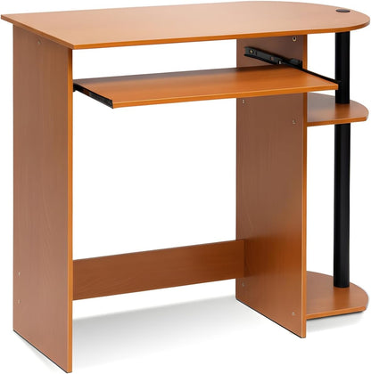 Furinno Simplistic Easy Assembly Computer Desk, With Keyboard Tray, Dark Brown/Black