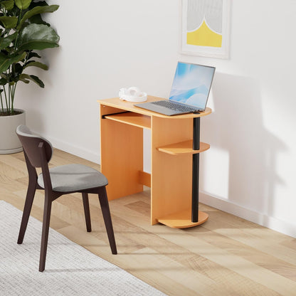 Furinno Simplistic Easy Assembly Computer Desk, With Keyboard Tray, Dark Brown/Black