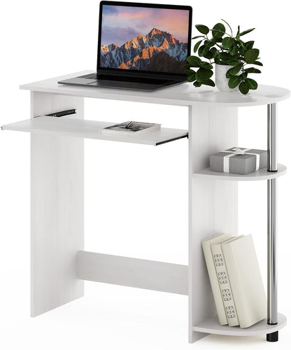 Furinno Simplistic Easy Assembly Computer Desk, With Keyboard Tray, Dark Brown/Black