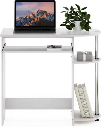 Furinno Simplistic Easy Assembly Computer Desk, With Keyboard Tray, Dark Brown/Black