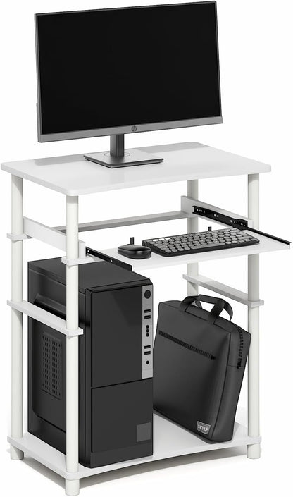 Furinno Simplistic Easy Assembly Computer Desk, With Keyboard Tray, Dark Brown/Black