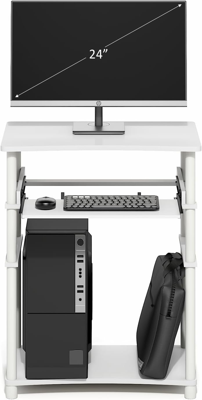 Furinno Simplistic Easy Assembly Computer Desk, With Keyboard Tray, Dark Brown/Black