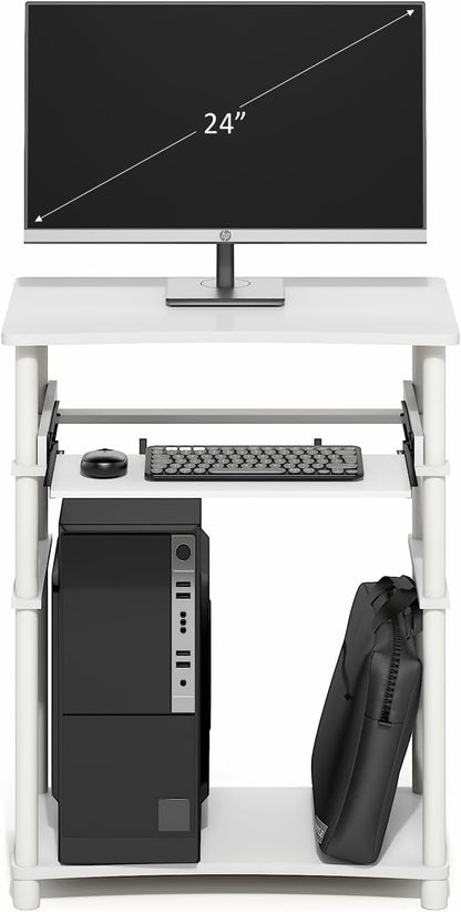 Furinno Simplistic Easy Assembly Computer Desk, With Keyboard Tray, Dark Brown/Black