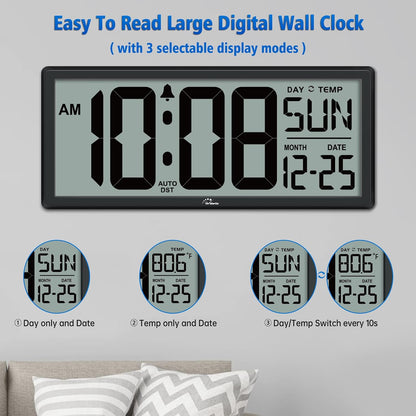 14.5'' Large Digital Wall Clock Battery Operated