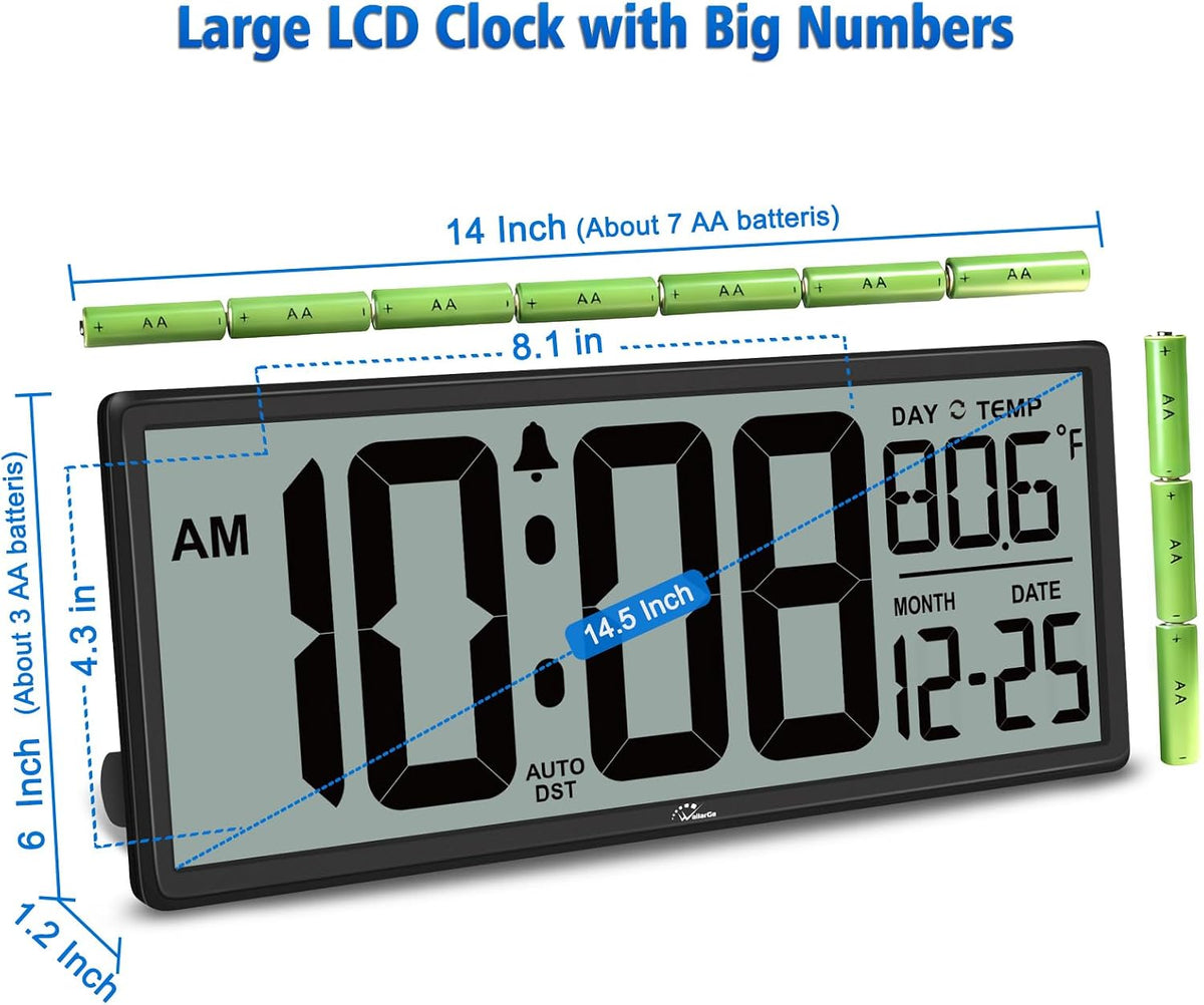 14.5'' Large Digital Wall Clock Battery Operated