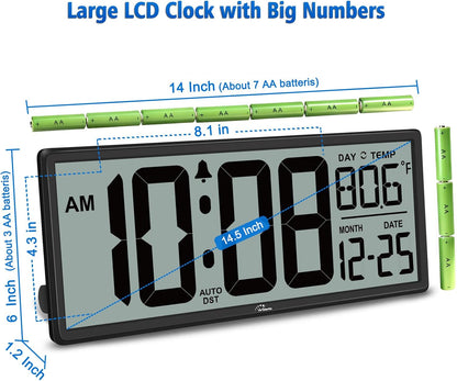 14.5'' Large Digital Wall Clock Battery Operated