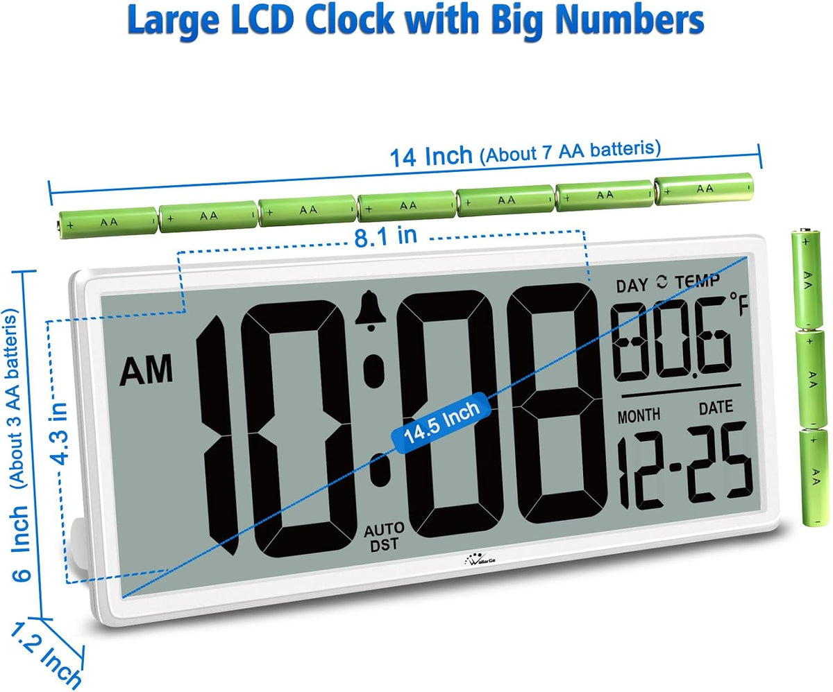 14.5'' Large Digital Wall Clock Battery Operated