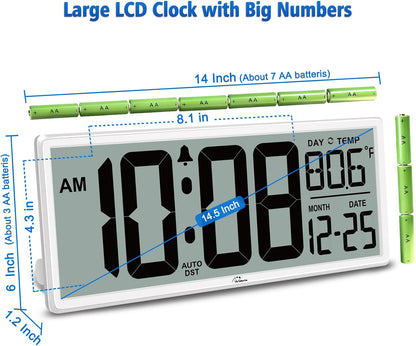 14.5'' Large Digital Wall Clock Battery Operated