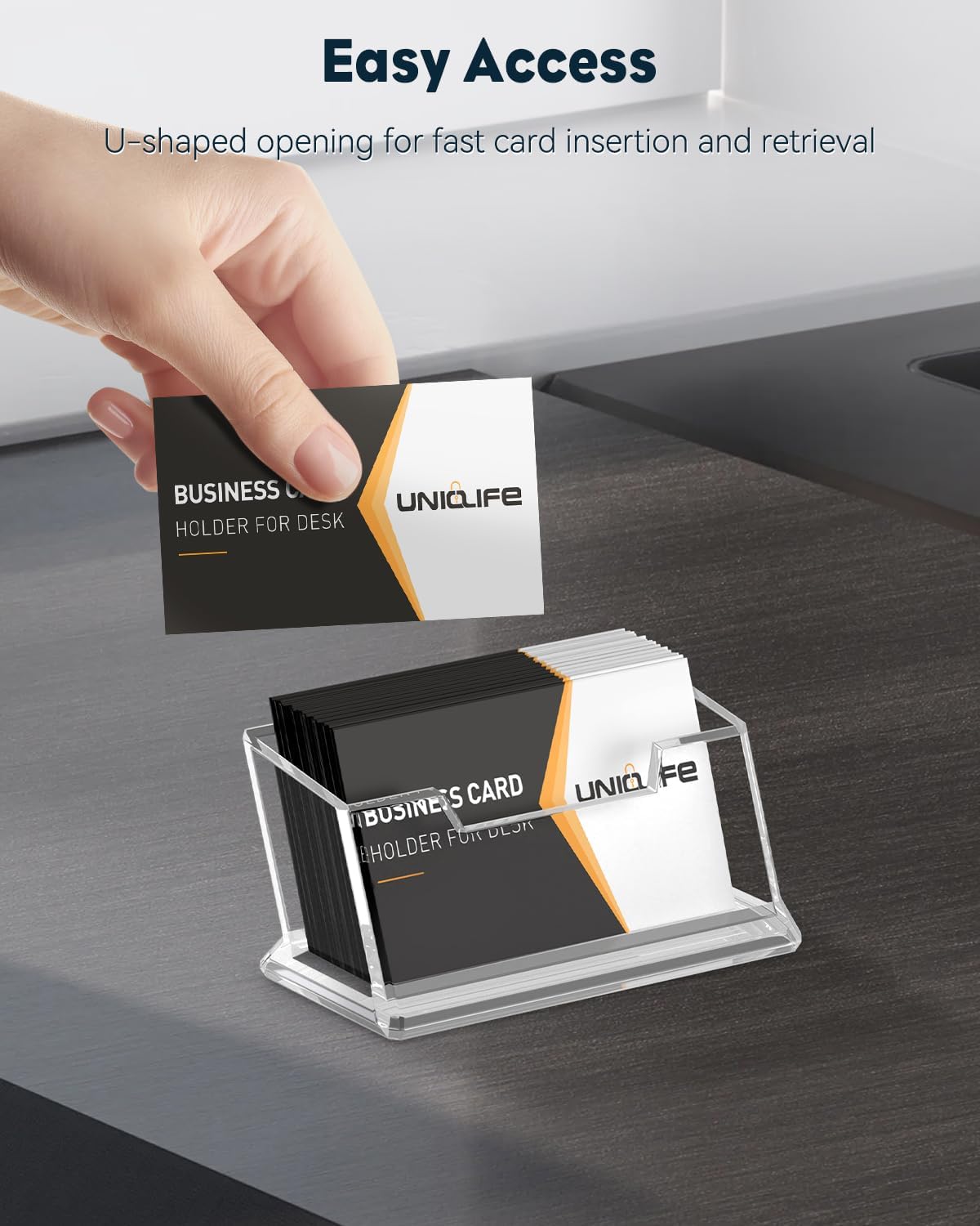 Acrylic Business Card Holder for Desk, 60 Card Capacity