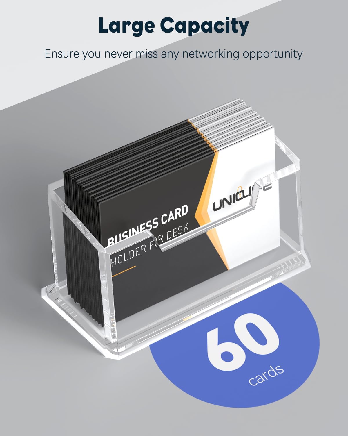 Acrylic Business Card Holder for Desk, 60 Card Capacity