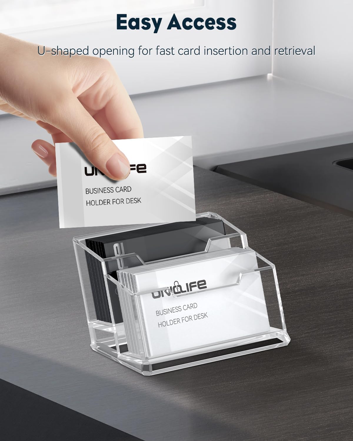 Acrylic Business Card Holder for Desk, 60 Card Capacity