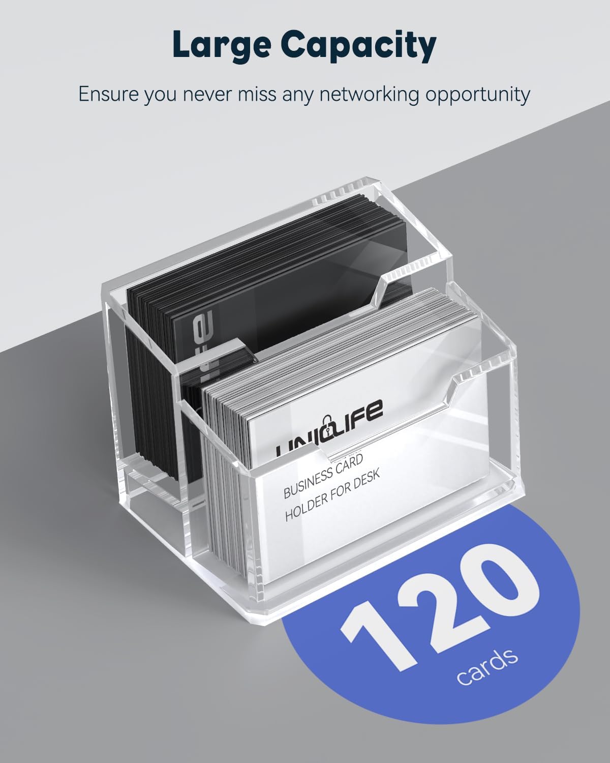 Acrylic Business Card Holder for Desk, 60 Card Capacity