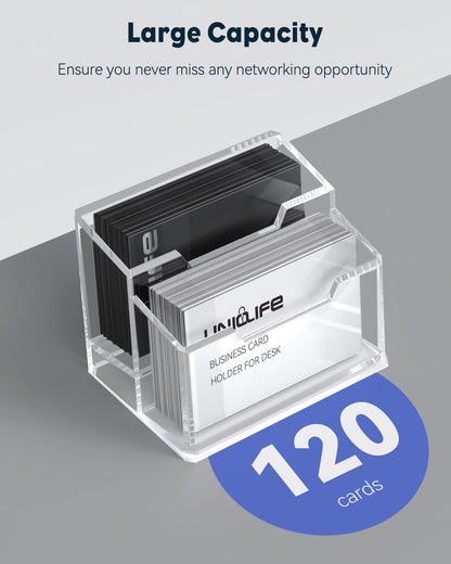 Acrylic Business Card Holder for Desk, 60 Card Capacity